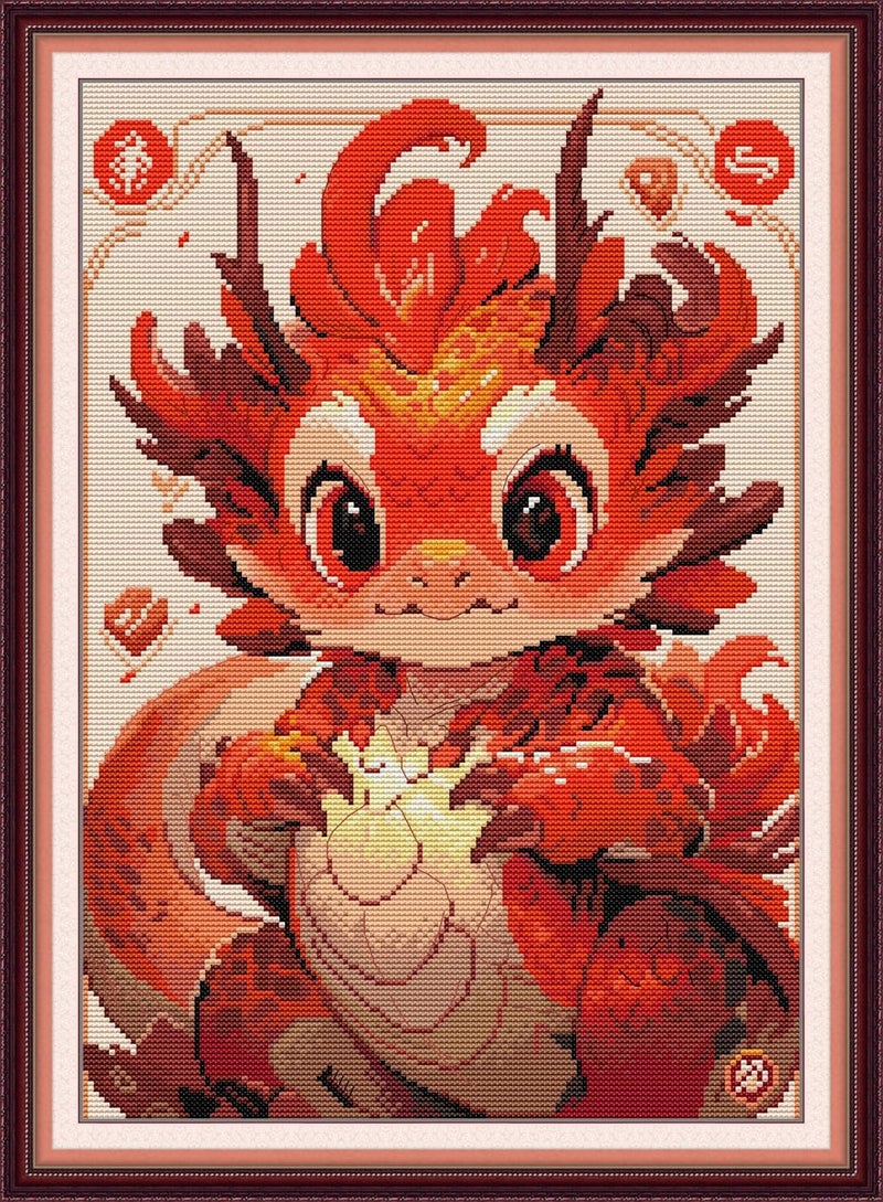 Maydiyer Counted Cross Stitch Kits for Adults,14CT Unprinted Pattern Embroidery Kits for Beginners,Easy Cross-Stitch Set DMC Threads Needlework-,Dragon 12.6''×16.9'' - Image 1